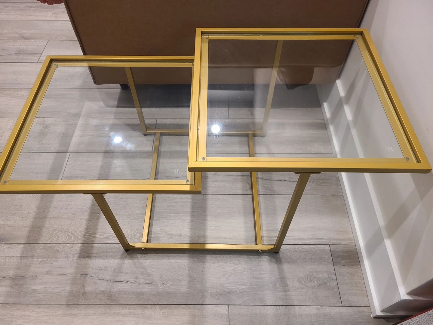 Gold & Glass Side Table Set - photo 2