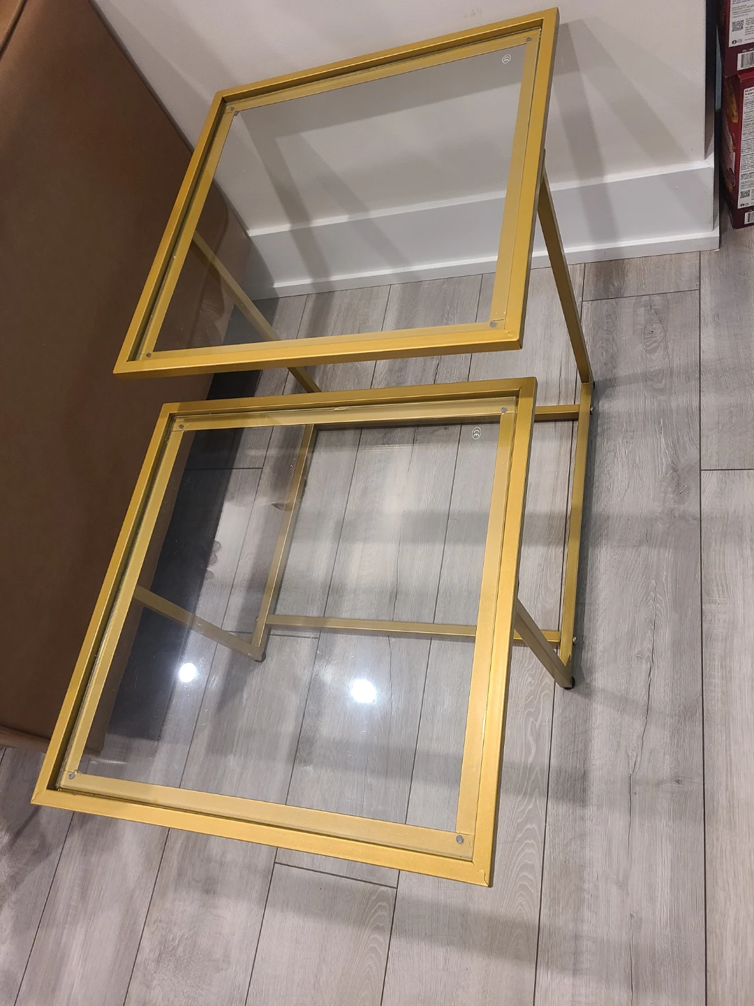 Gold & Glass Side Table Set - photo 4
