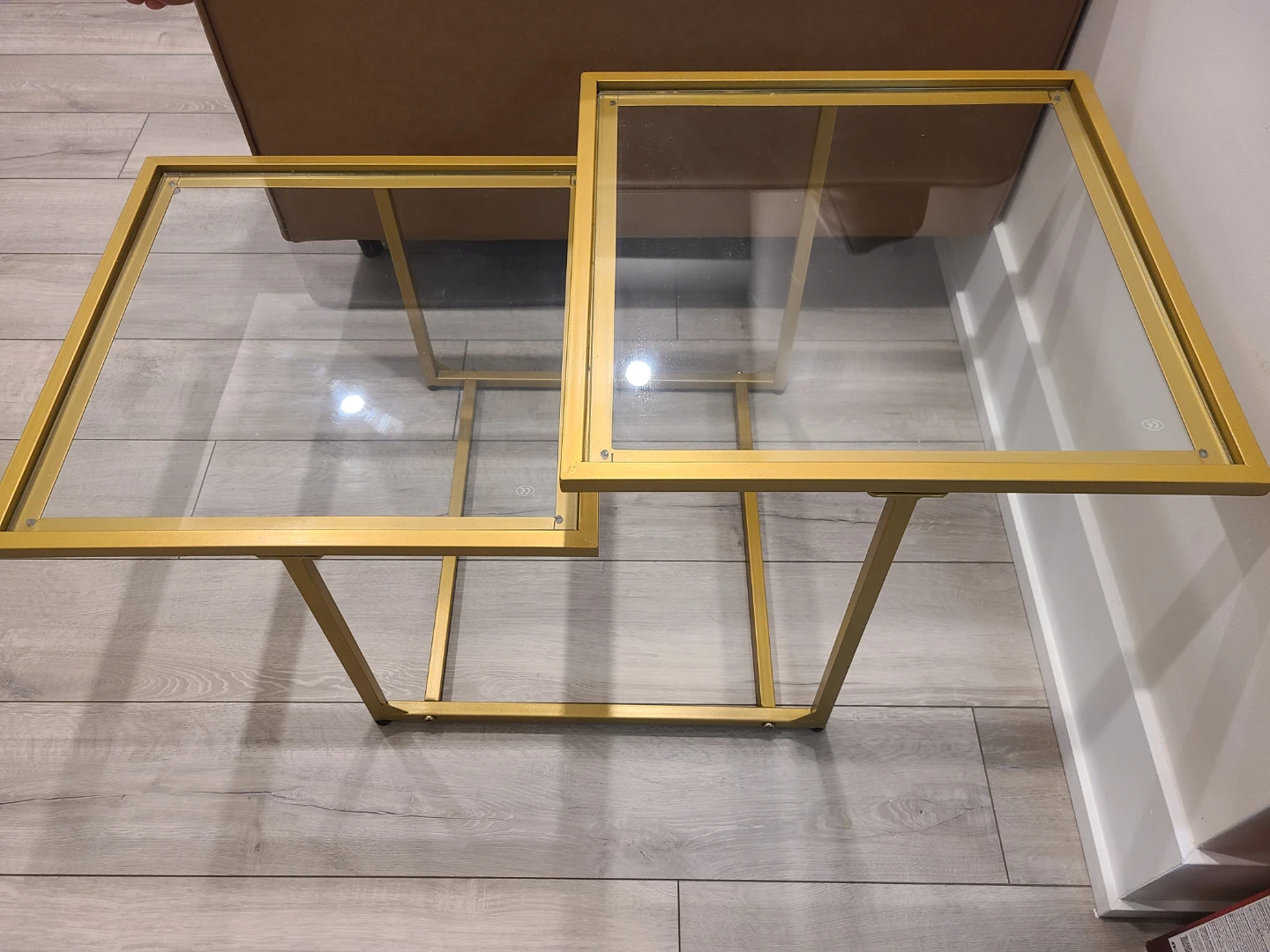 Gold & Glass Side Table Set - photo 5
