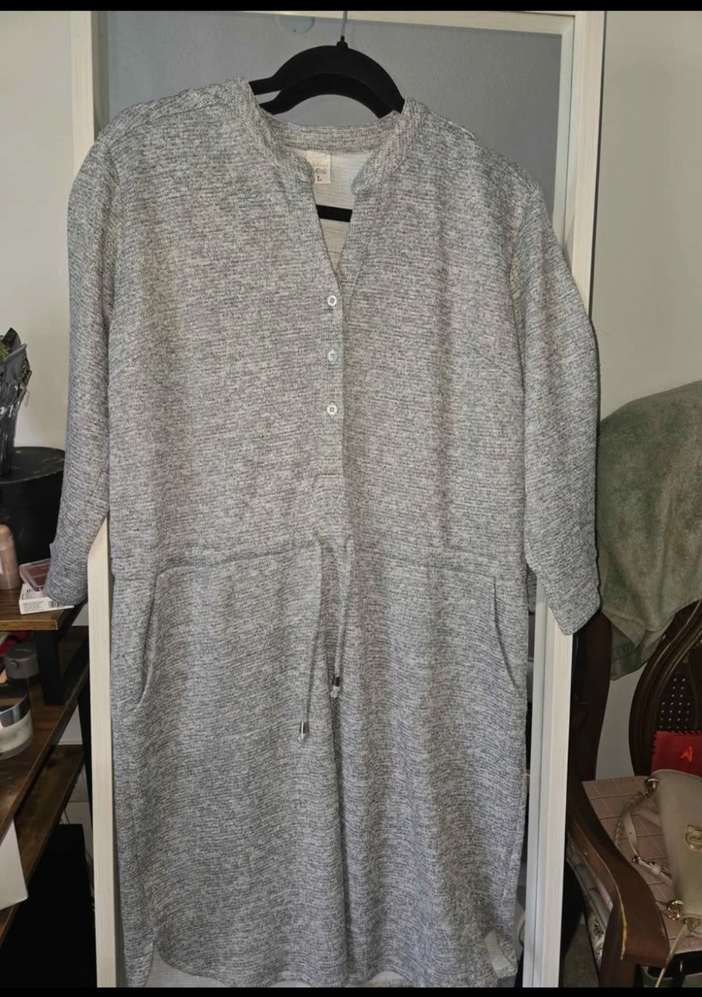 Funk n' Soul Grey Textured Dress with Silver Sparkle - Size L