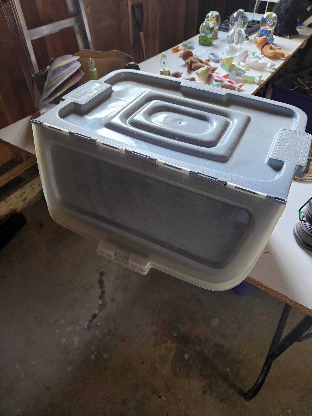 Grey Storage Bin with Lid