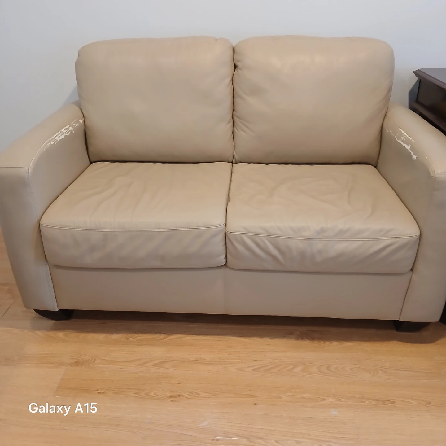 MOVING SALE - Tan Leather Loveseat Sofa Set of 2 - photo 4