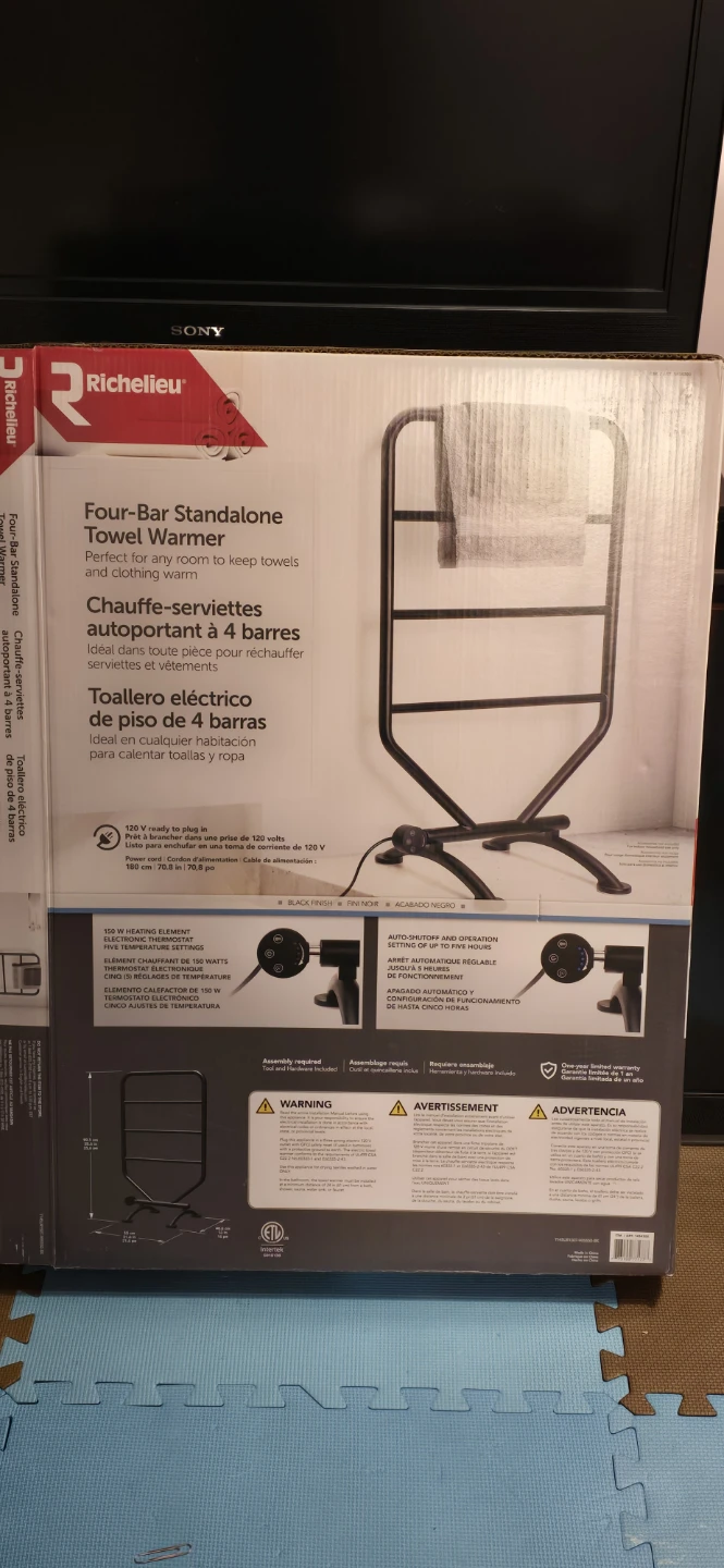 Richelieu Four-Bar Standalone Towel Warmer (Black Finish) - photo 2