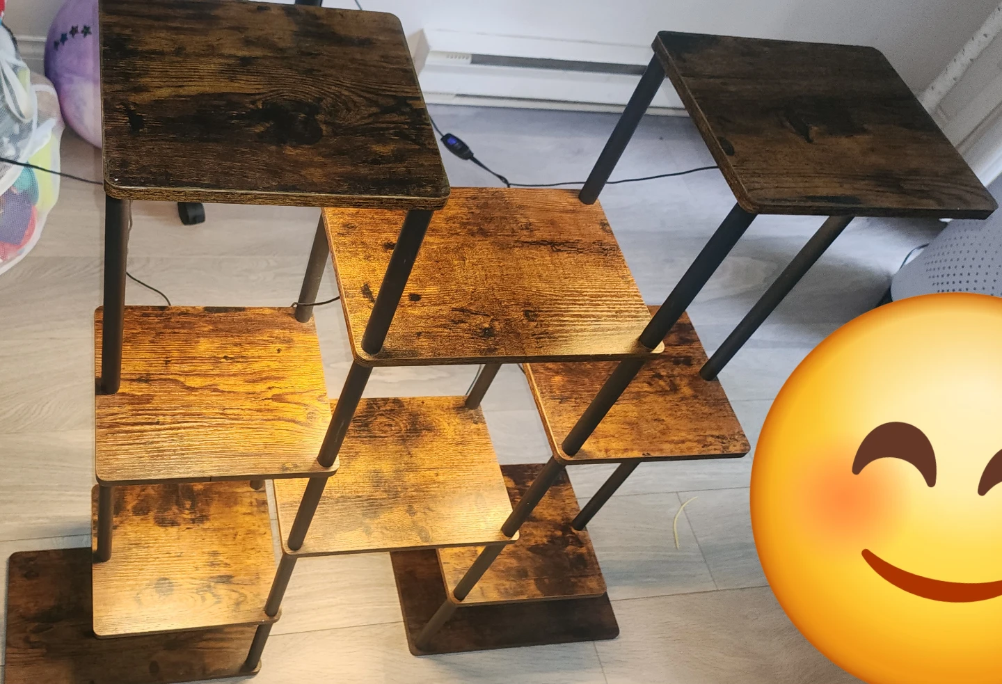 Wood Tiered Plant Stand with Lights