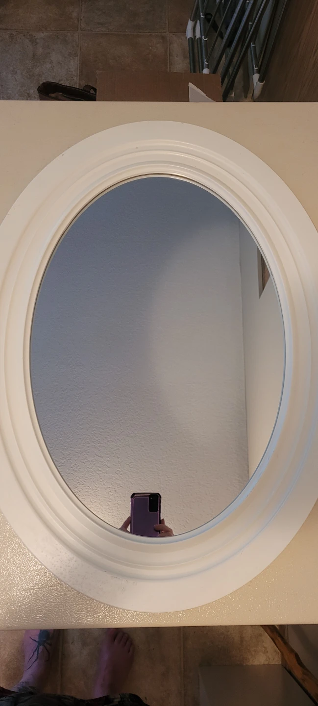 White Oval Mirror