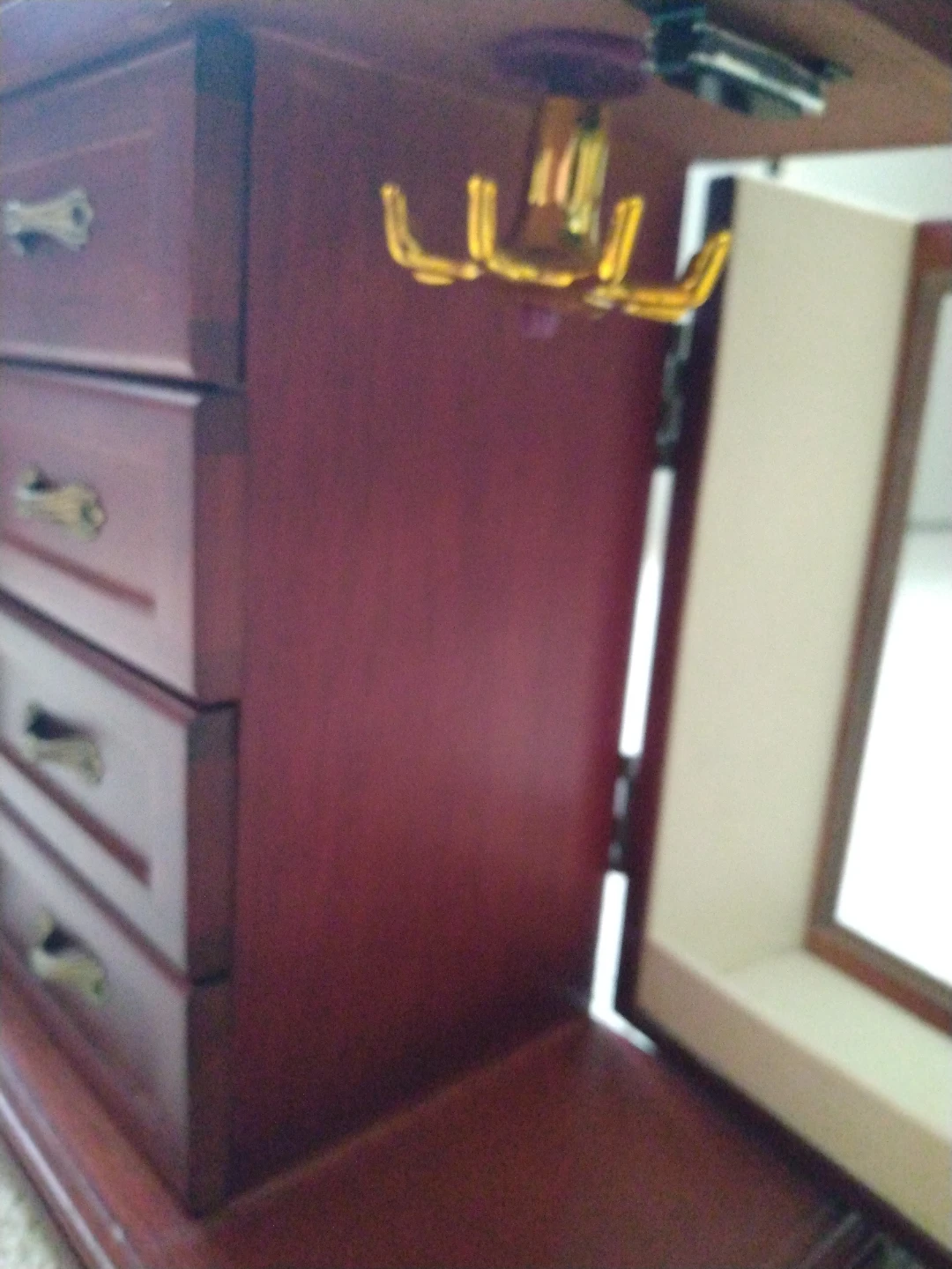 Wooden Jewellery Box with Drawers and Mirrored Lid