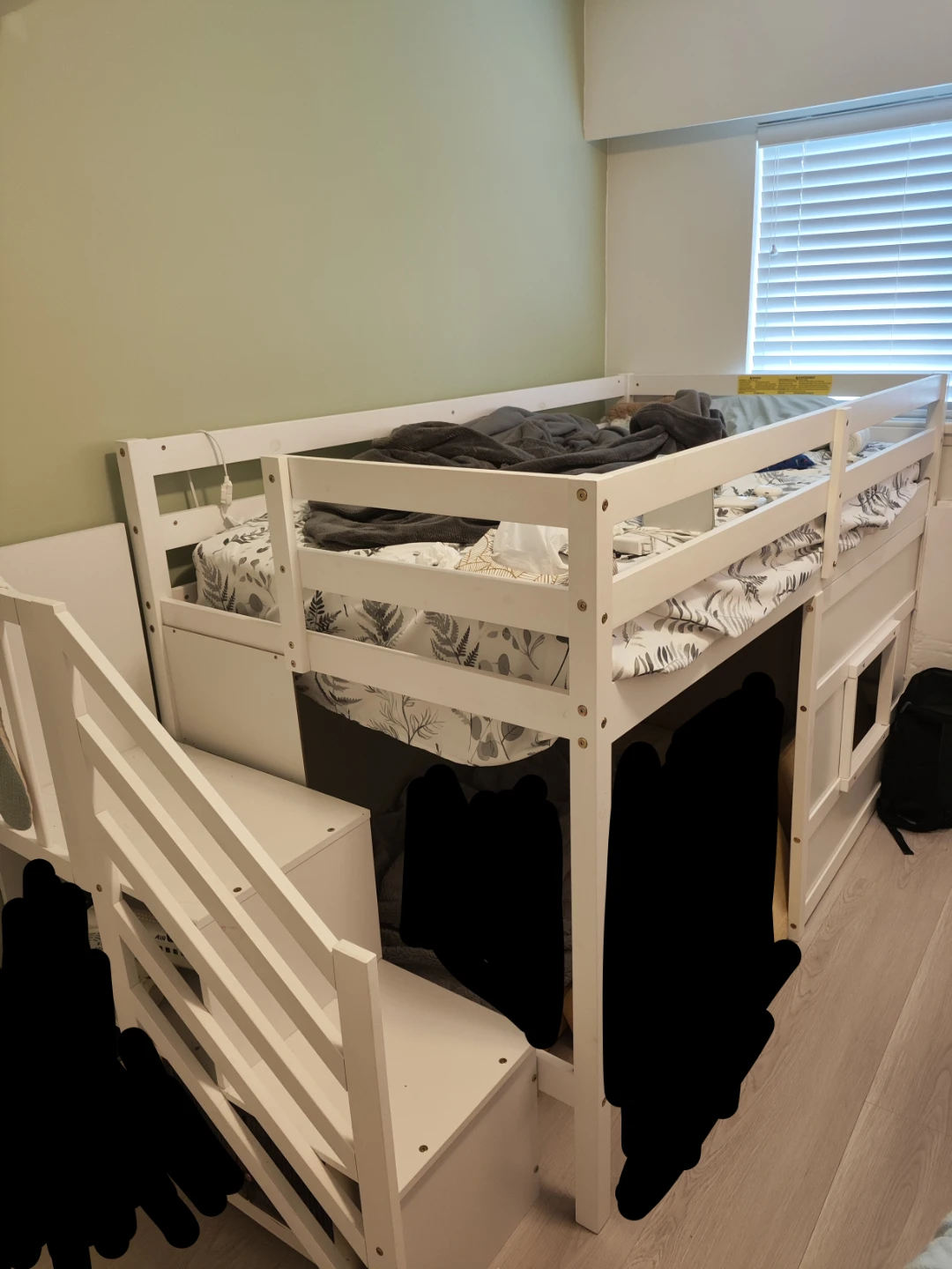 White Loft Bed with Stairs
