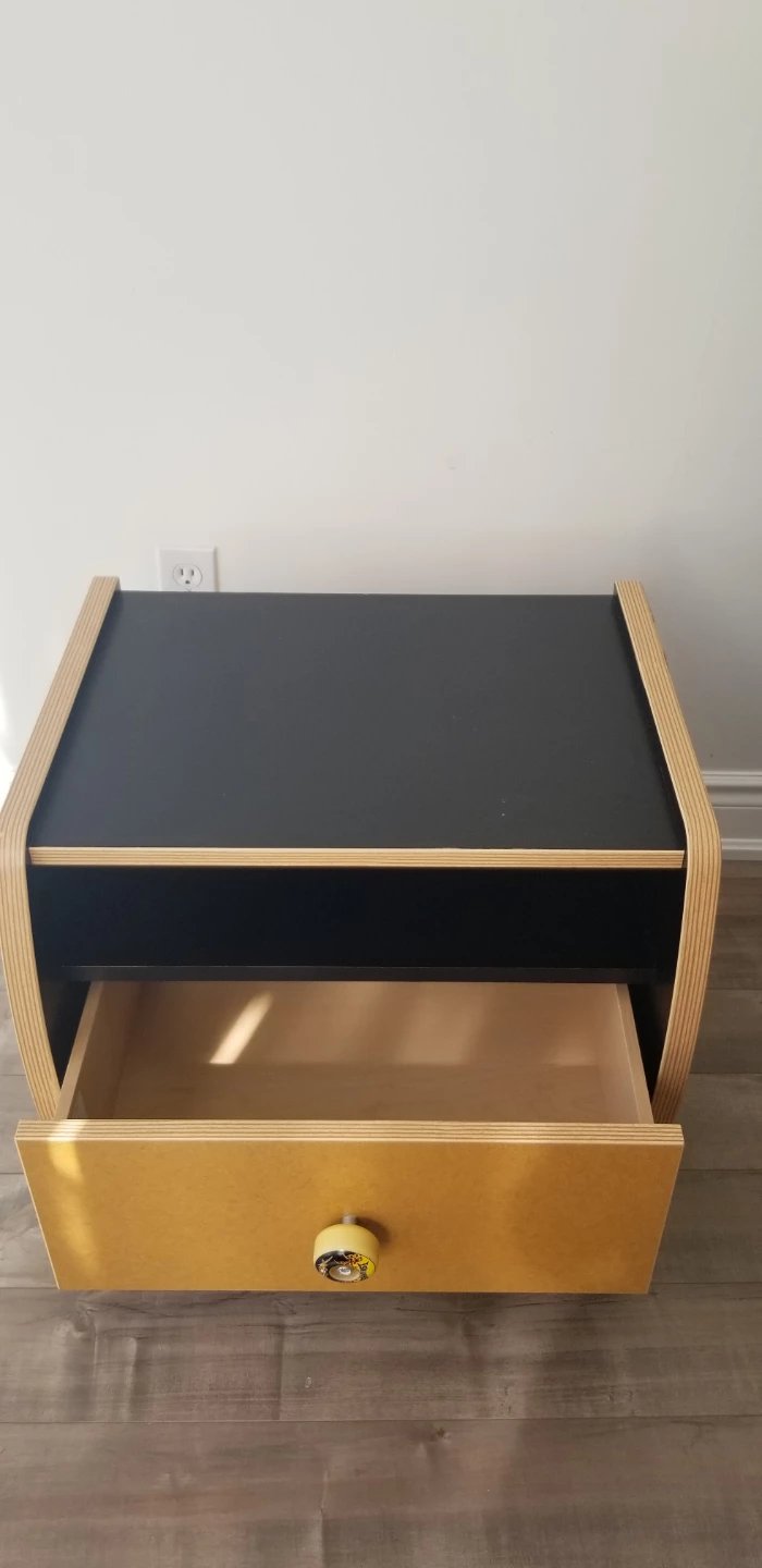 Black and Wood Nightstand with Drawer - photo 2
