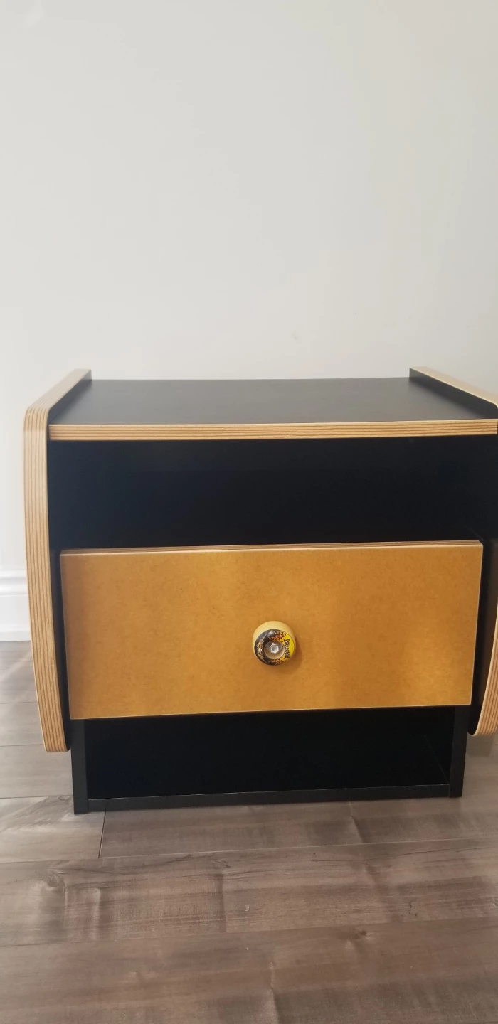 Black and Wood Nightstand with Drawer - photo 3