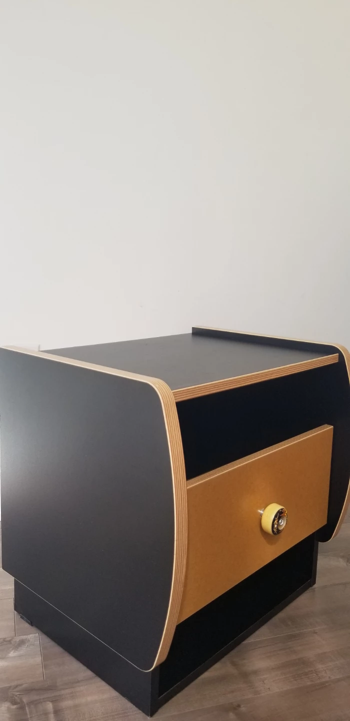 Black and Wood Nightstand with Drawer - photo 4