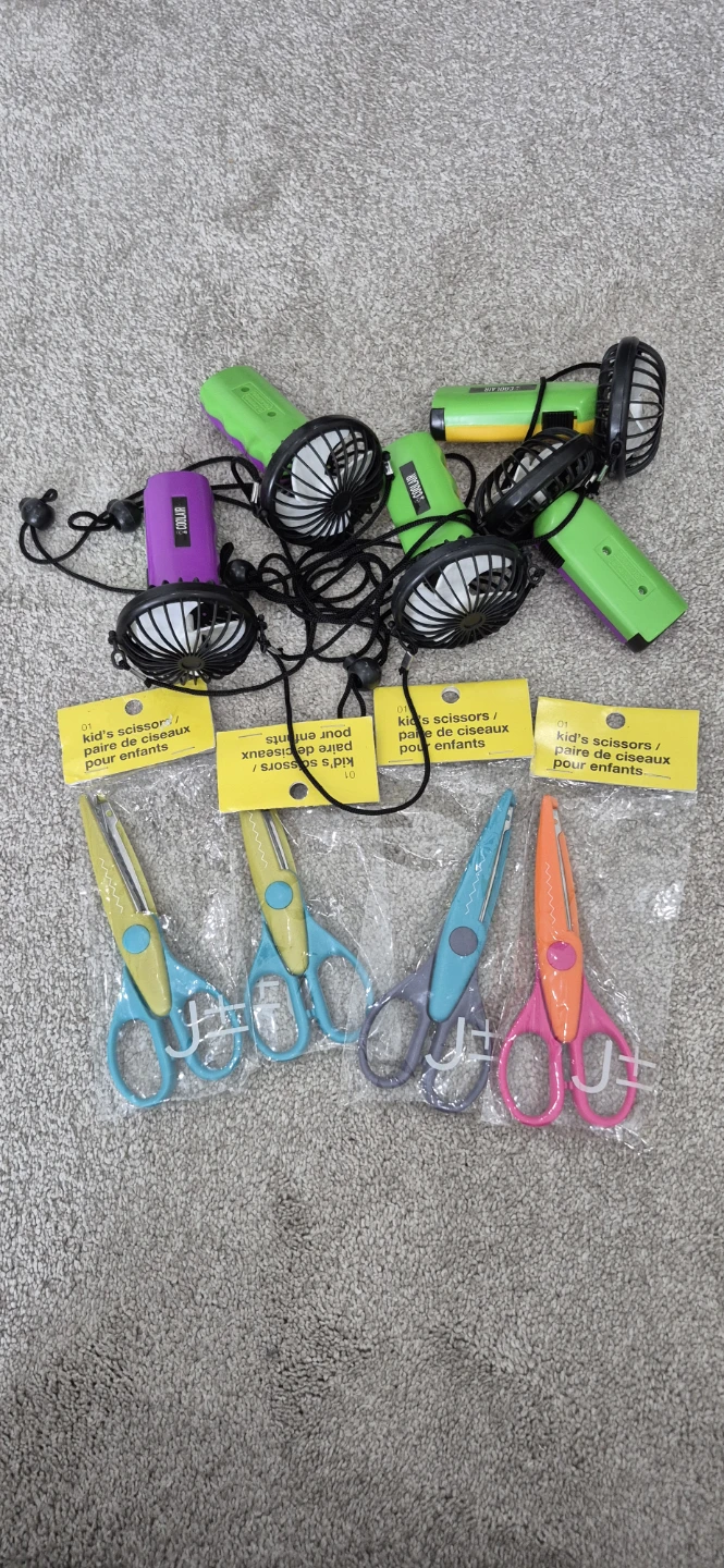 Kids' Scissors and Portable Fans Bundle