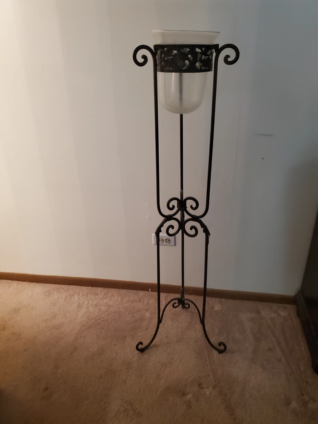 Metal and Glass Pedestal Vase or Planter Stand