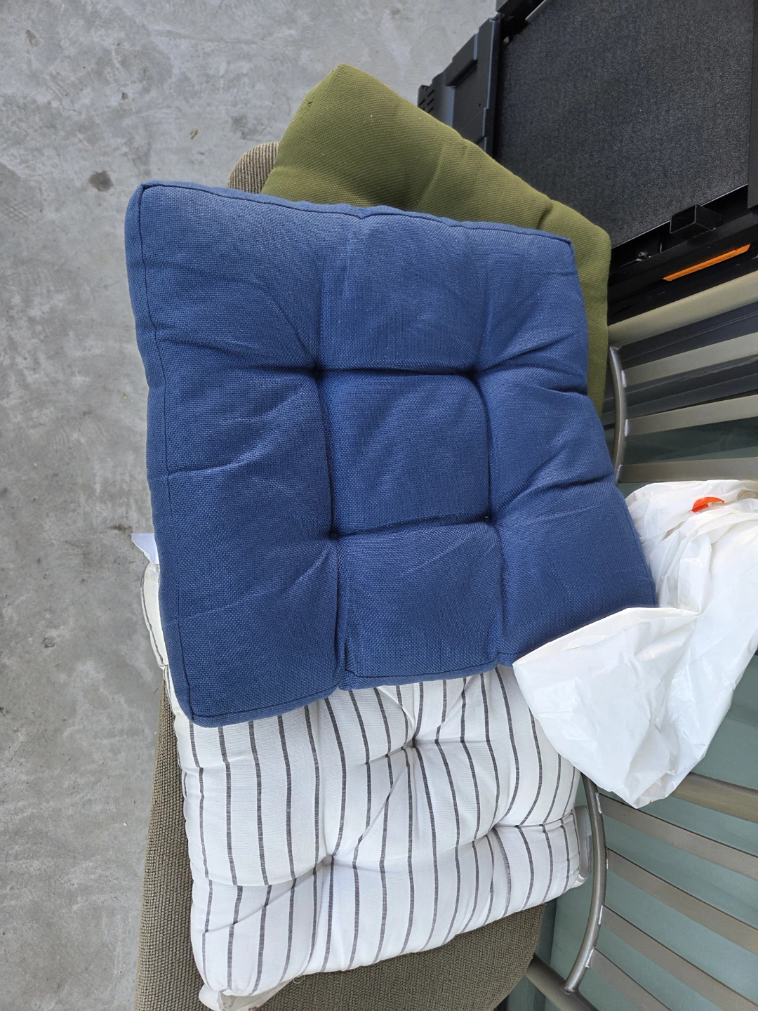 Set of 3 Chair Cushions - Green, Blue & Striped - photo 4