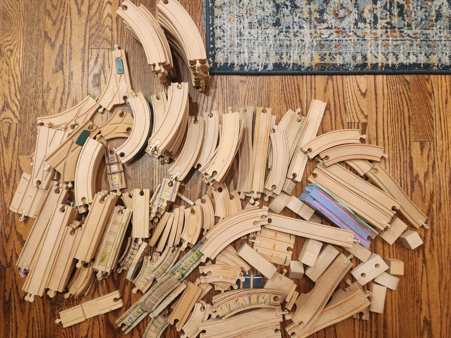 Wooden Train Cars and Track Pieces - photo 2