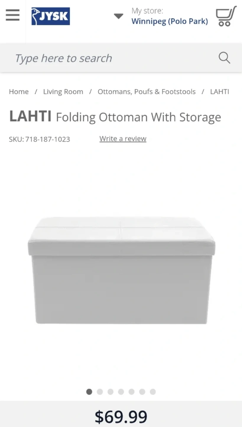 JYSK LAHTI Folding Ottoman With Storage - White - photo 4