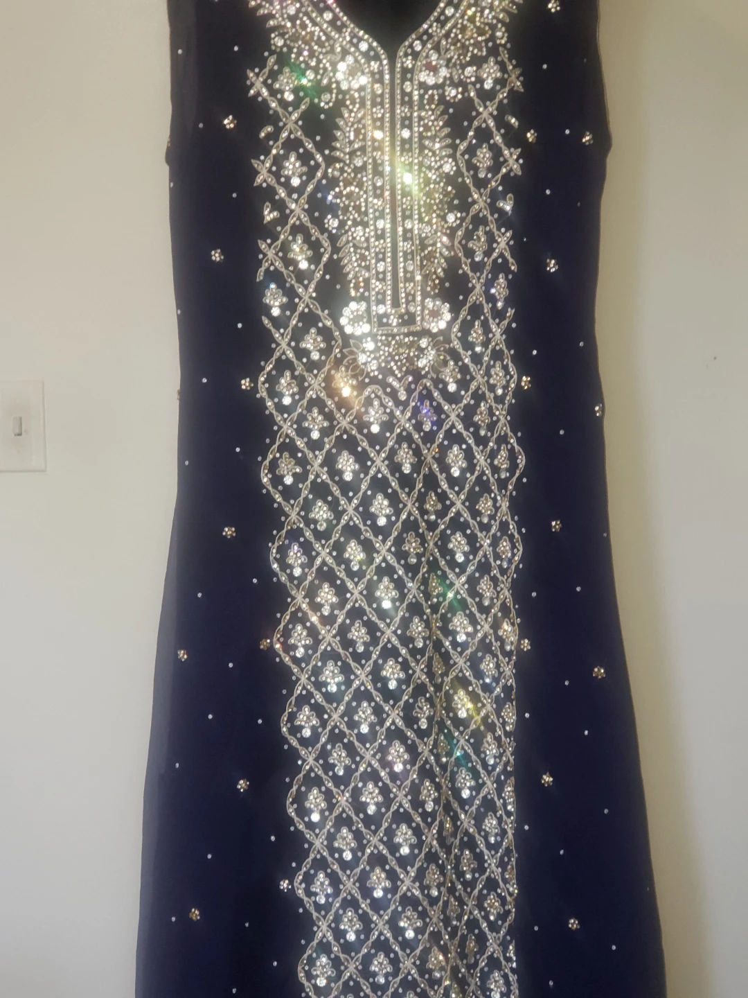 2 pc Navy Blue Embellished Dress with Dupatta - photo 2