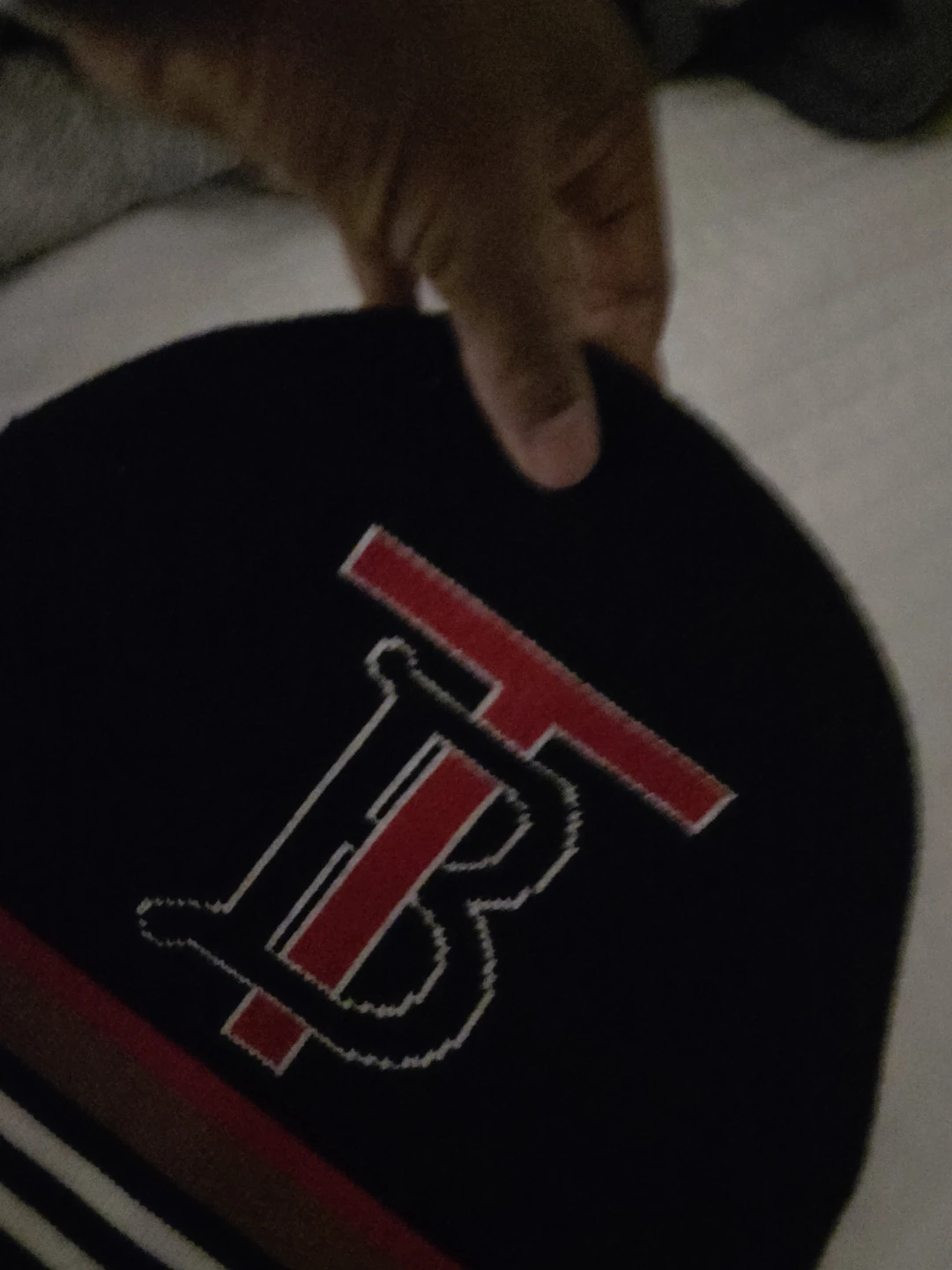 Burberry Red and Black Knit Beanie