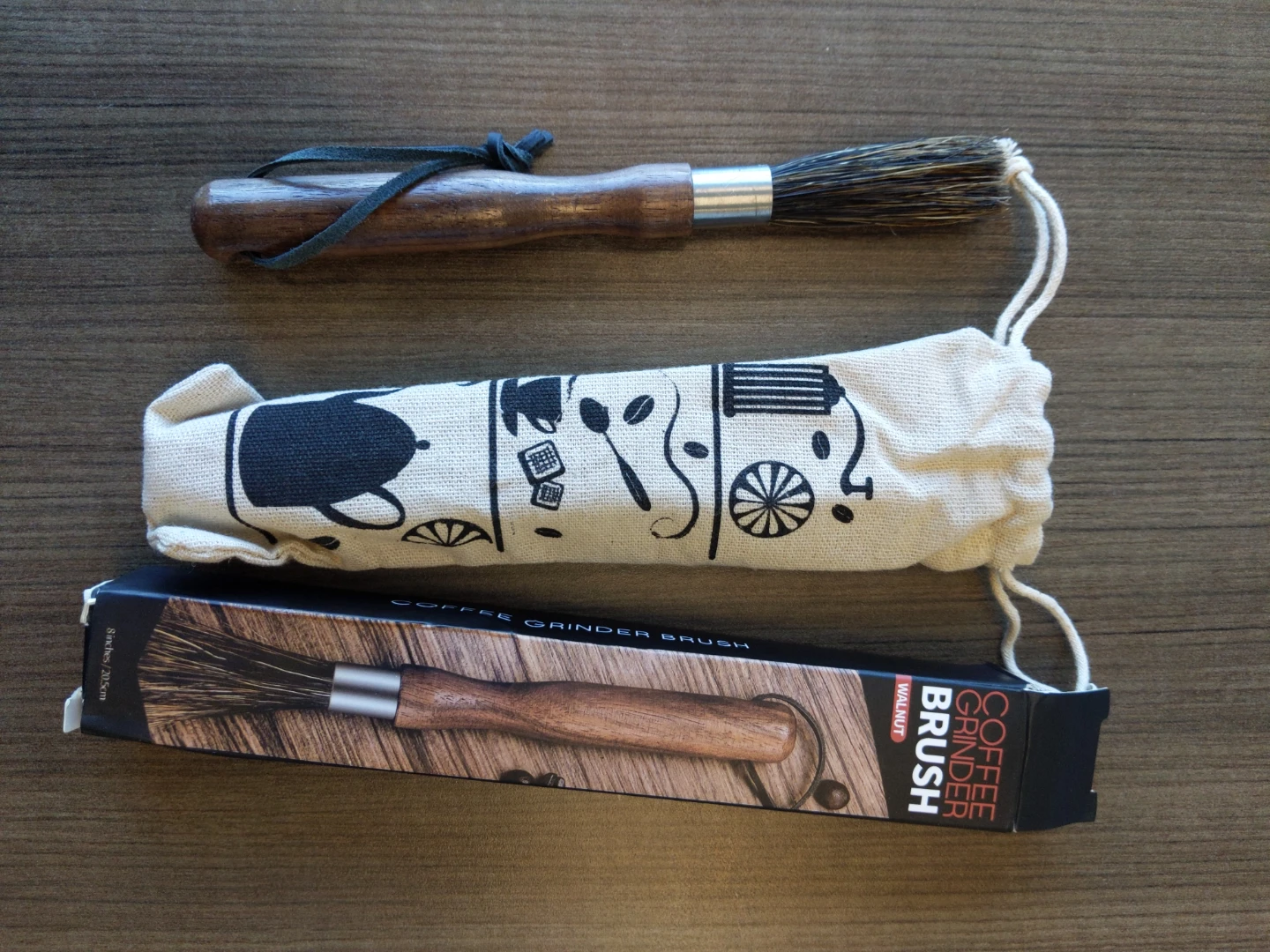 Coffee Grinder Brush with Walnut Handle
