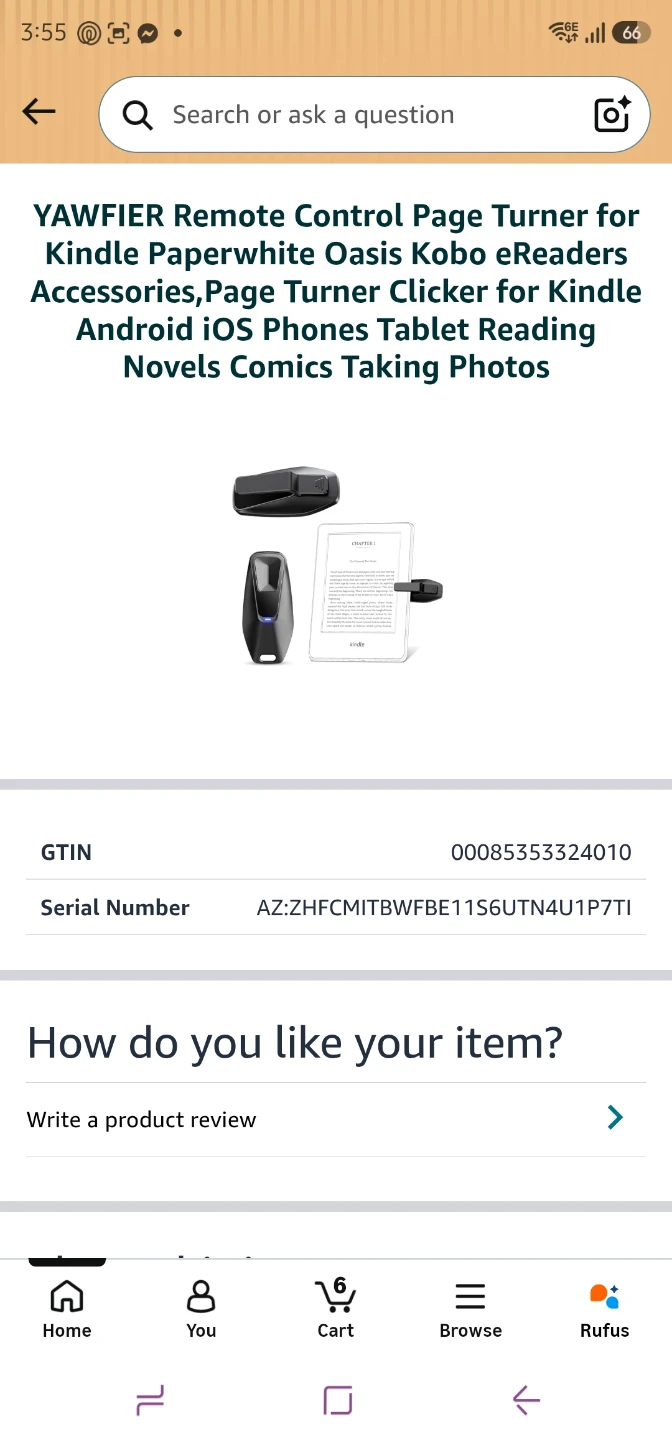 YAWFIER Black Wireless Page Turner Remote