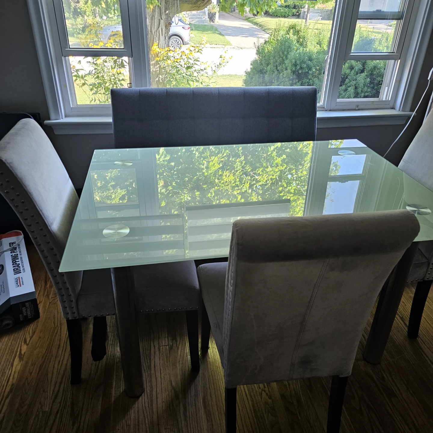 Glass Dining Table with 3 Chairs and Bench - photo 4