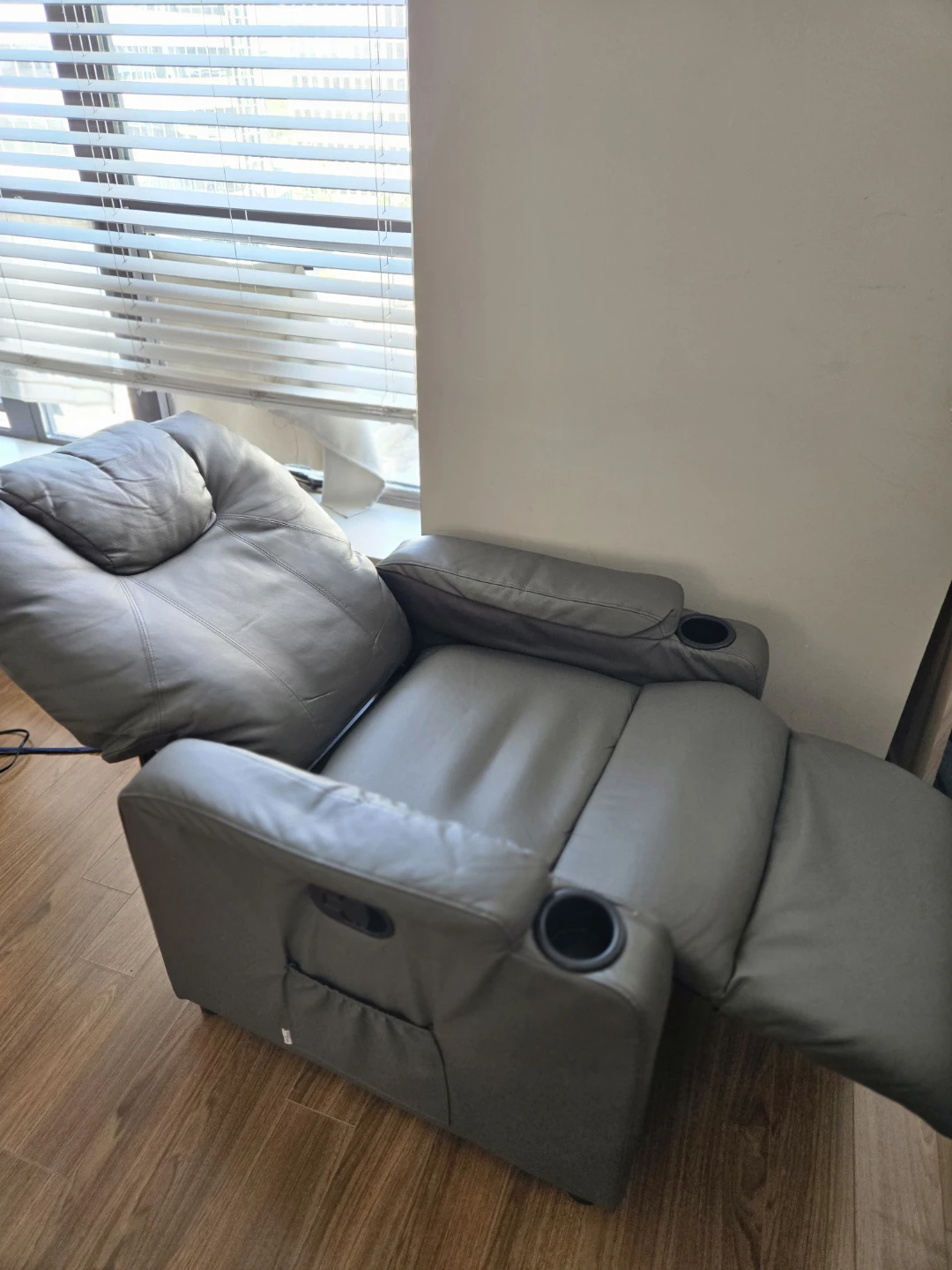 Grey Recliner Chair with Cup Holders (PICKUP ONLY) - photo 3