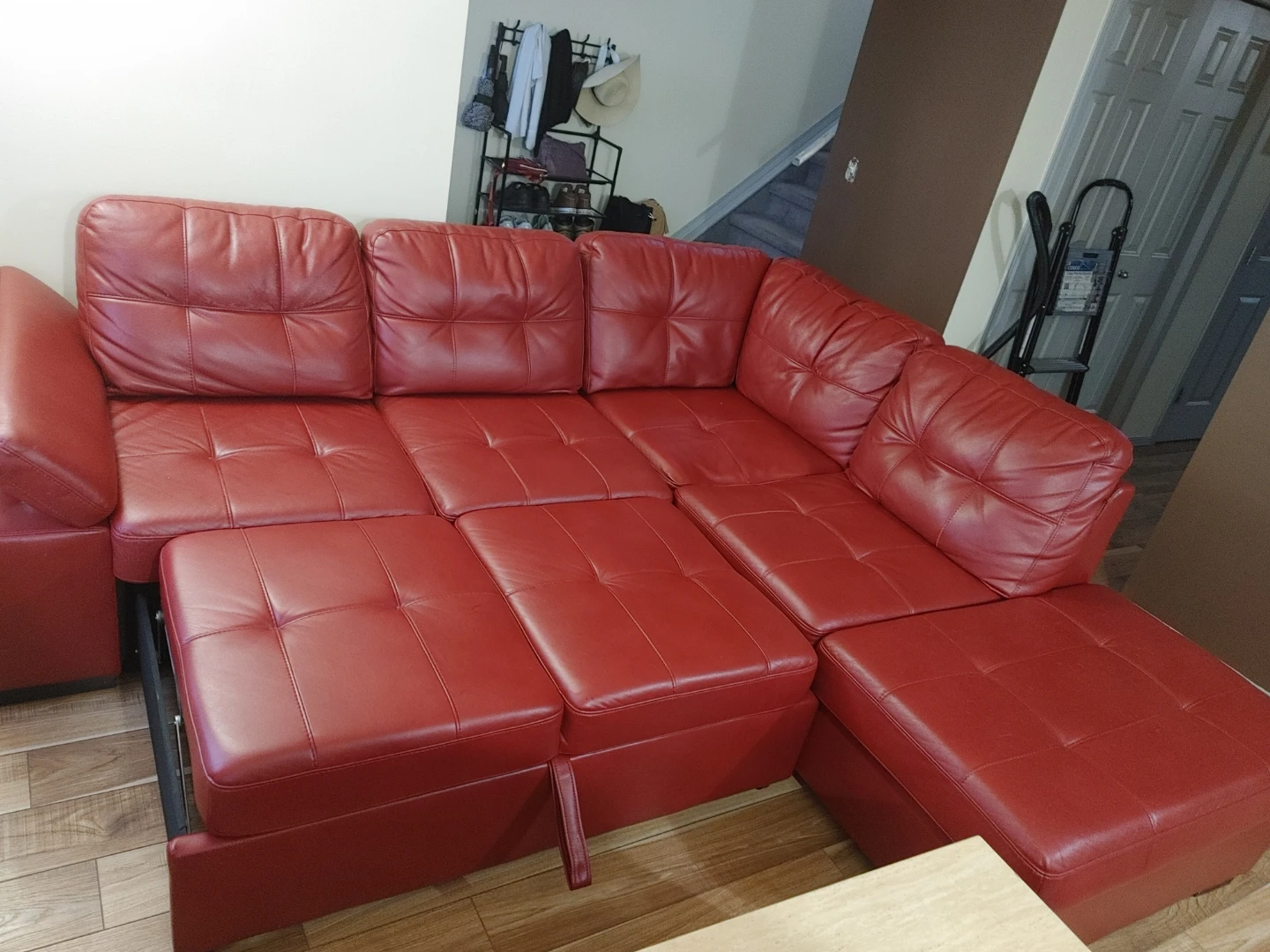 Red Sectional Sofa with Storage - photo 2