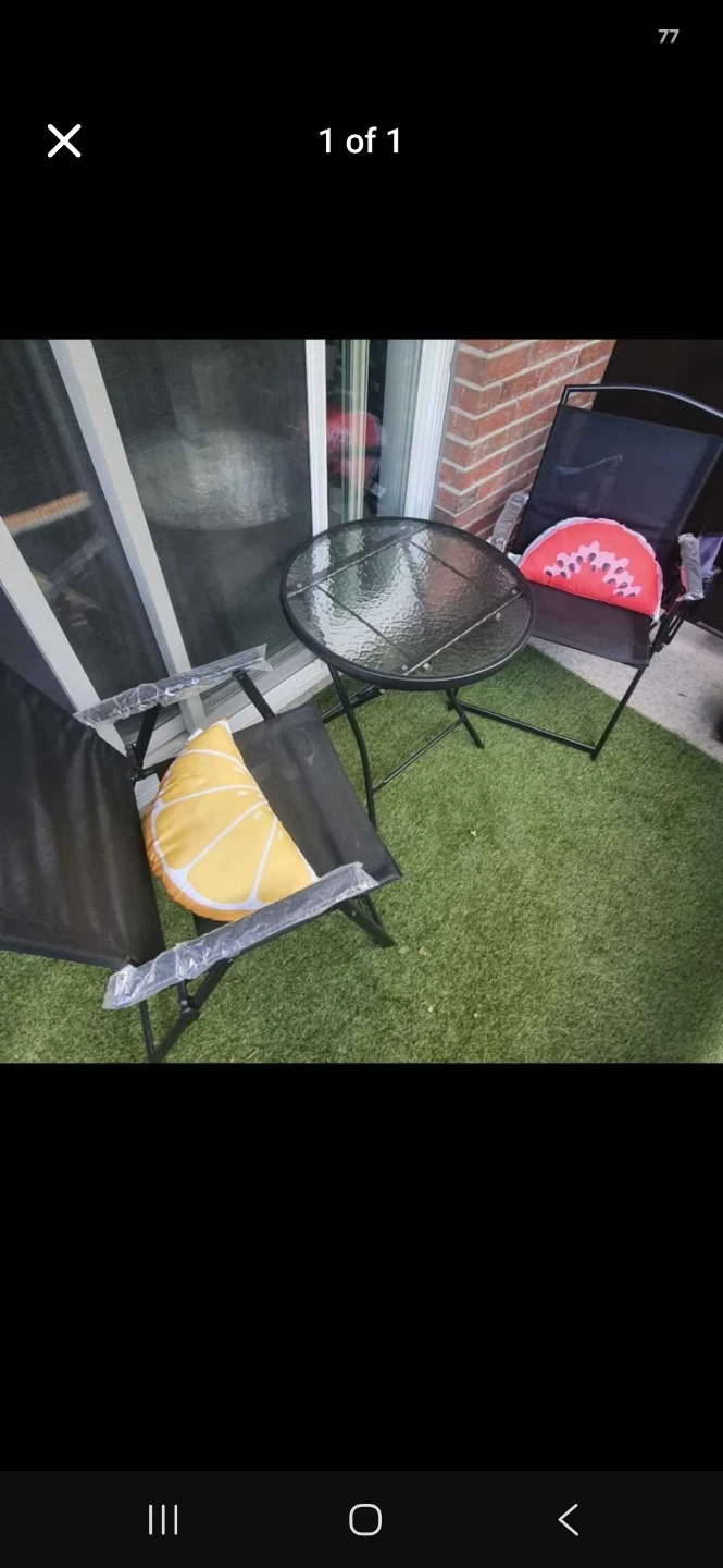 Glass Top Bistro Set with 2 Chairs