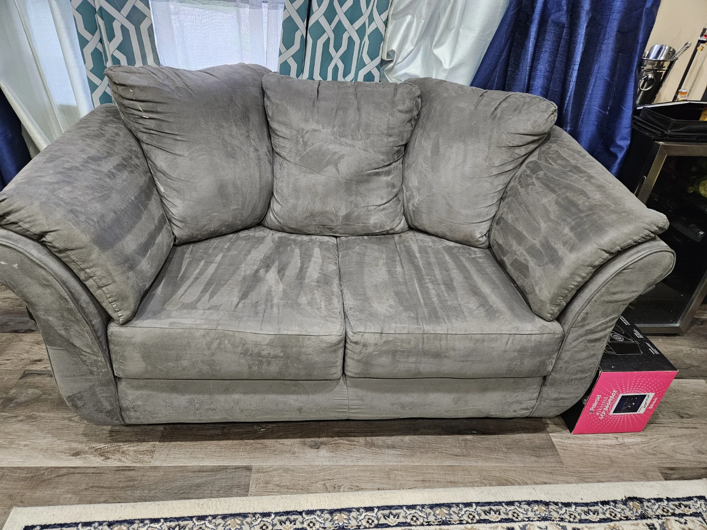 Grey loveseat couch