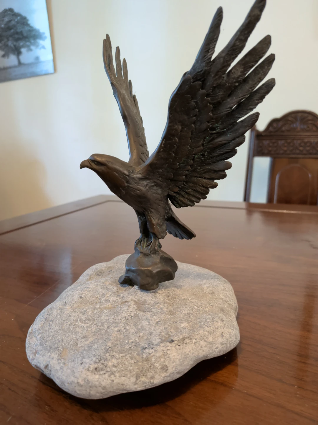 Bronze Eagle Statue on Rock