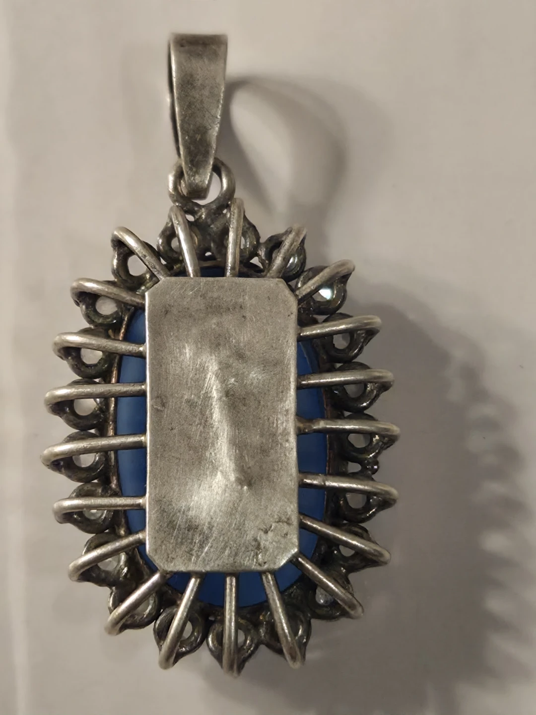 Sterling silver  925 Blue Stone & Crystal Pendant - photo 5