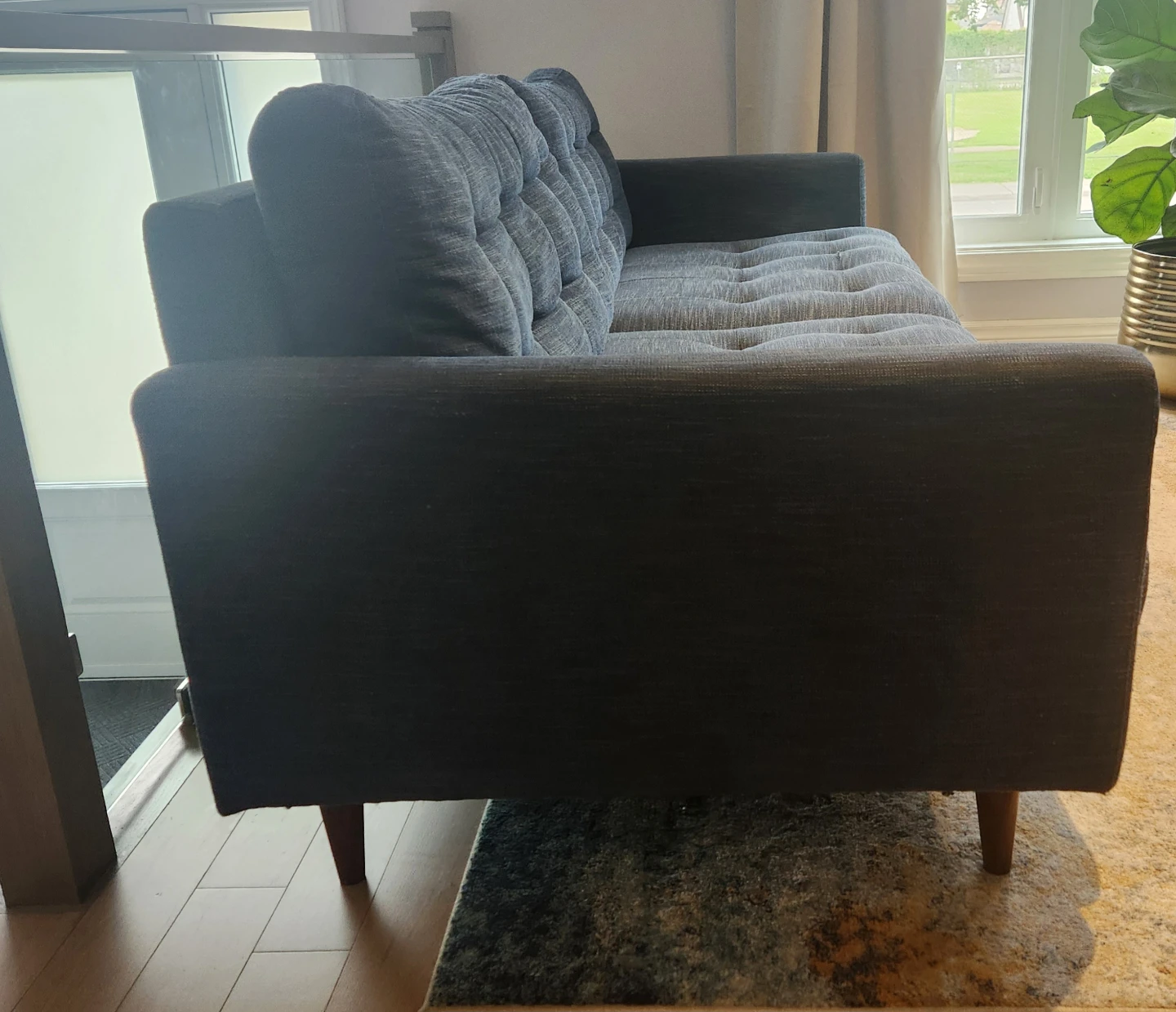 Blue Tufted Sofa & 8x10 Area Rug - photo 2