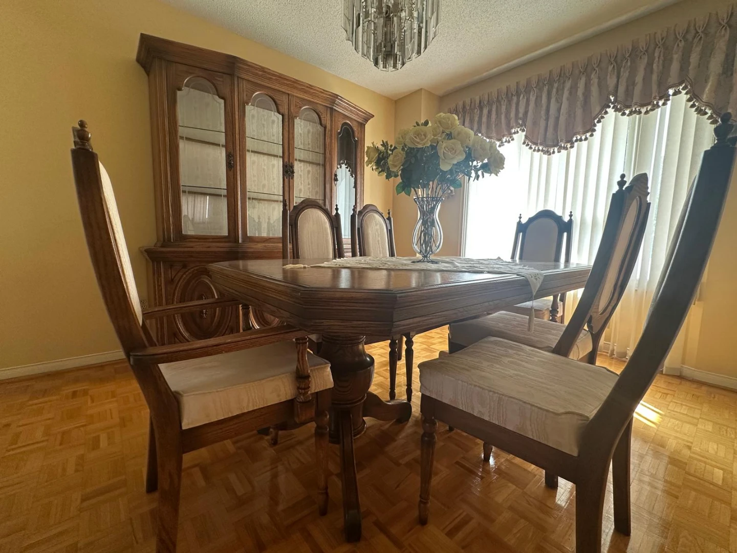 Wooden Dining Set with Hutch and 6 Chairs - photo 4