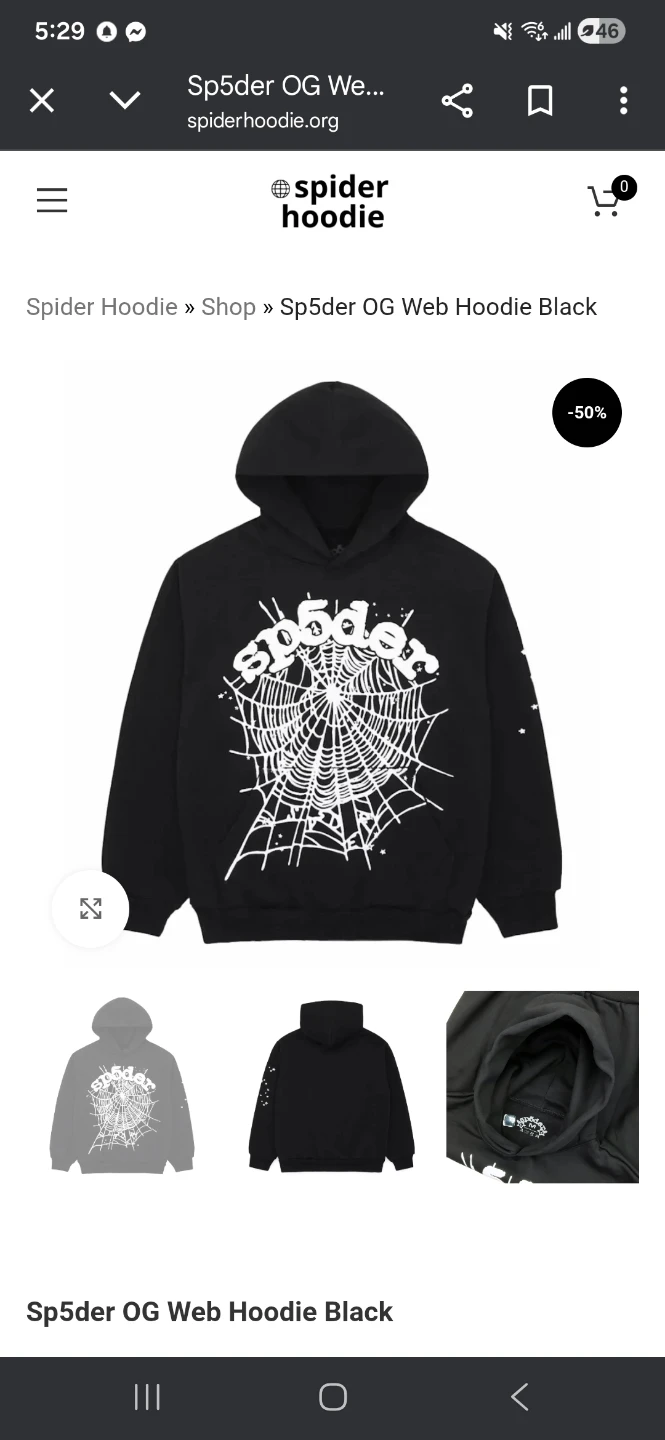 Sp5der OG Web Hoodie Black - photo 4