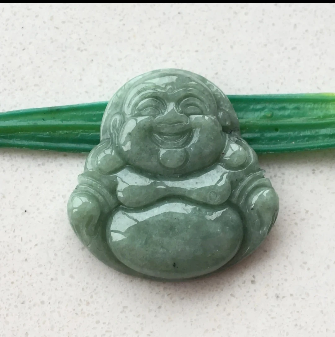 Jade Laughing Buddha Pendant Charm - photo 4