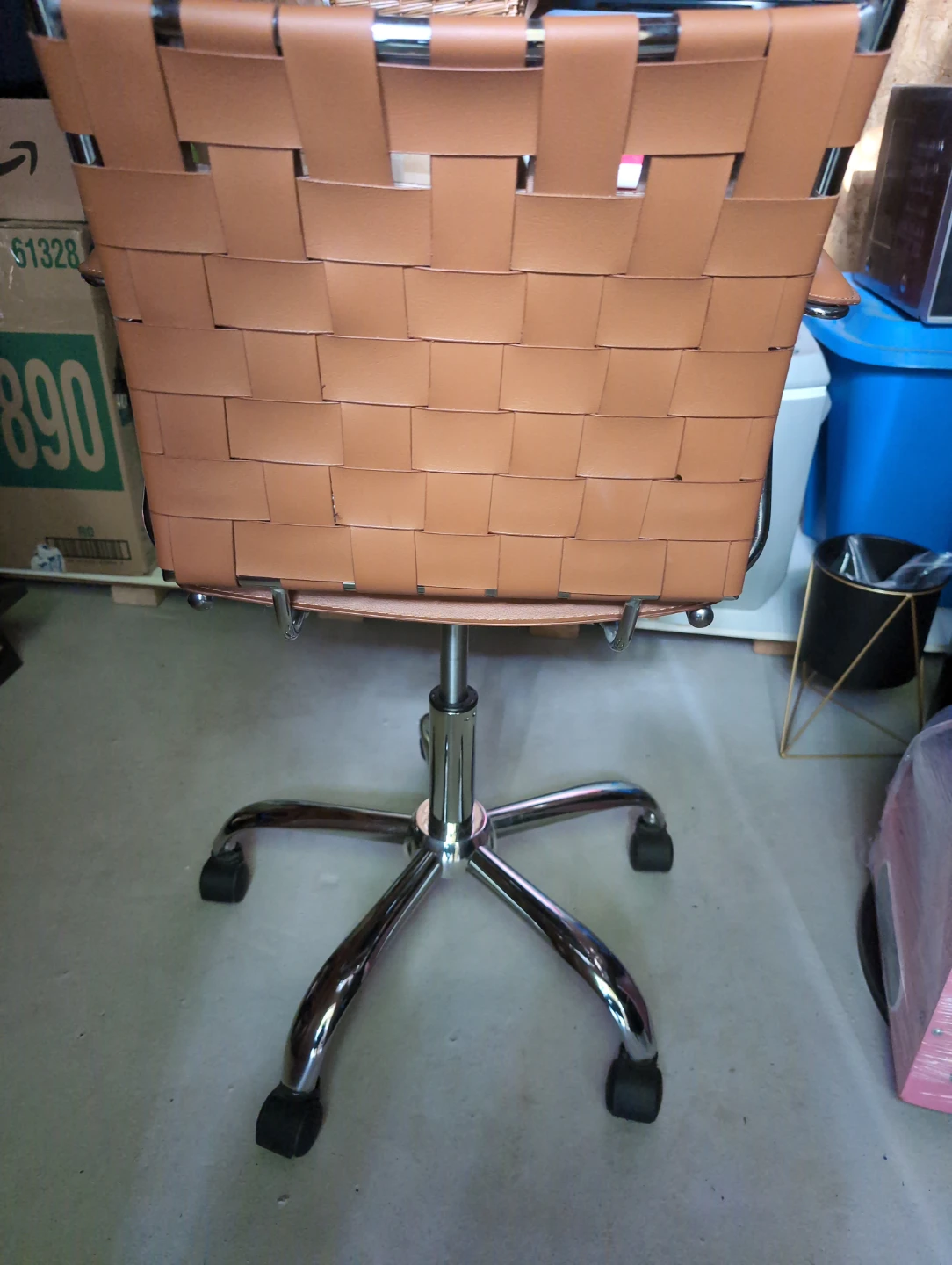 Brown Faux Leather Office Chair - photo 4