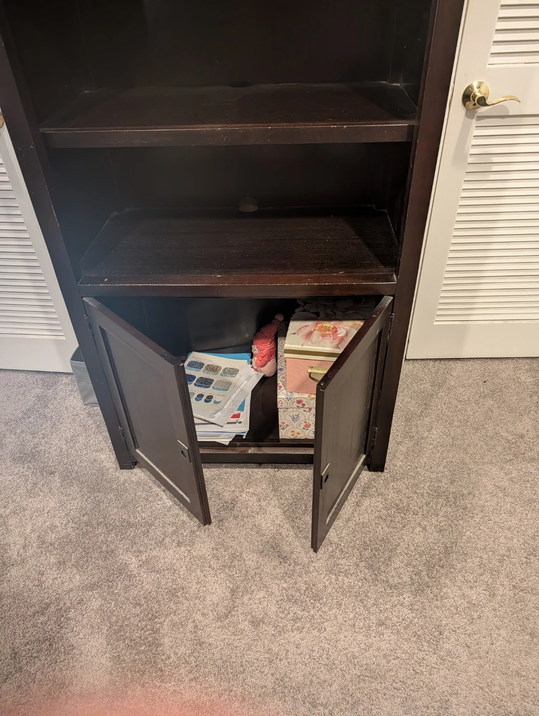 Pottery Barn Dark Wood Bookshelf with Cabinet - photo 2
