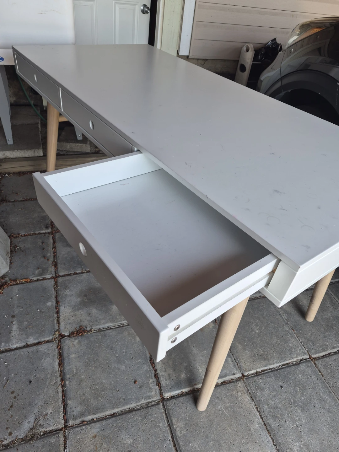 White Desk with 3 Drawers - photo 2