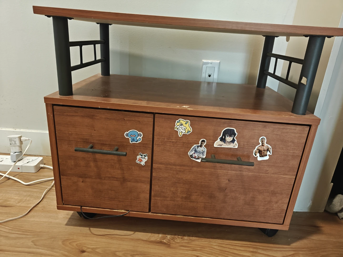 Wooden side table with Storage Drawers