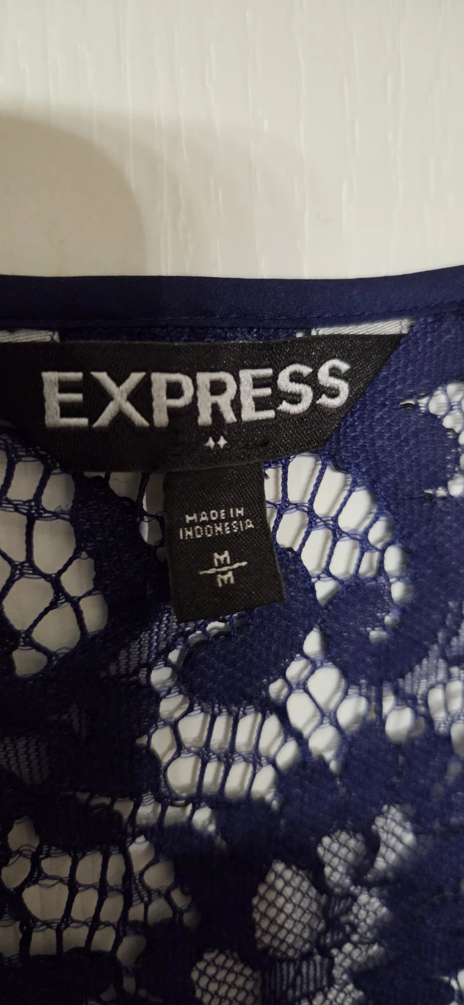 Express Navy Blue Lace Detail Blouse - Size M - photo 2