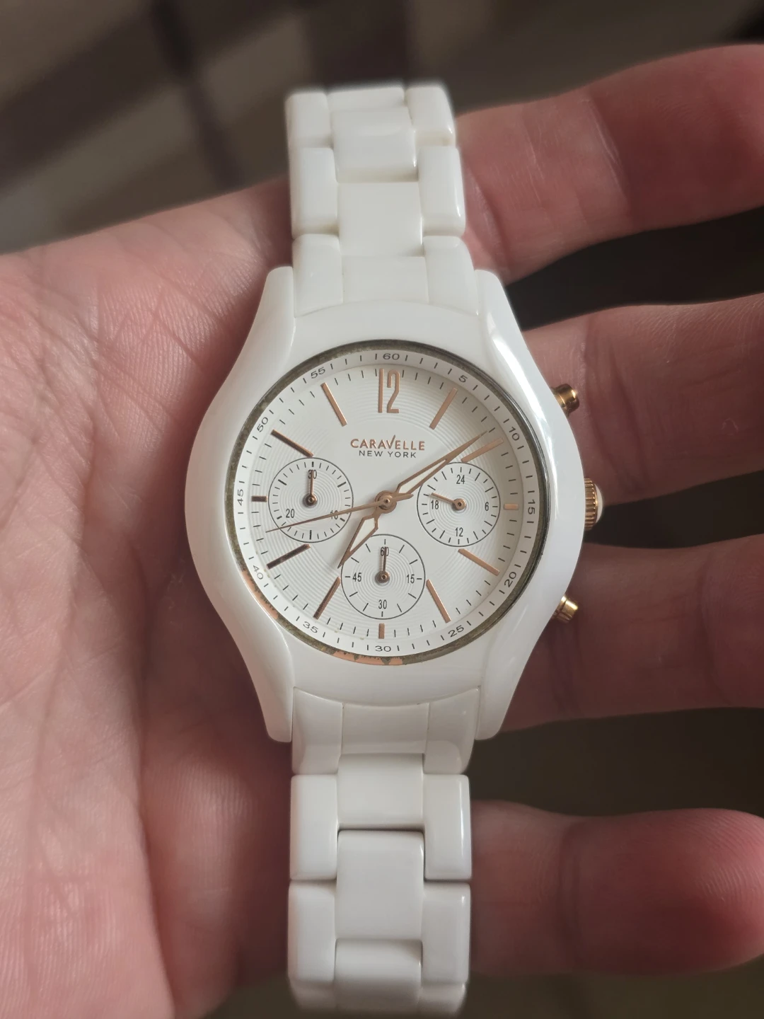 Caravelle New York White Ceramic Chronograph Watch - photo 2