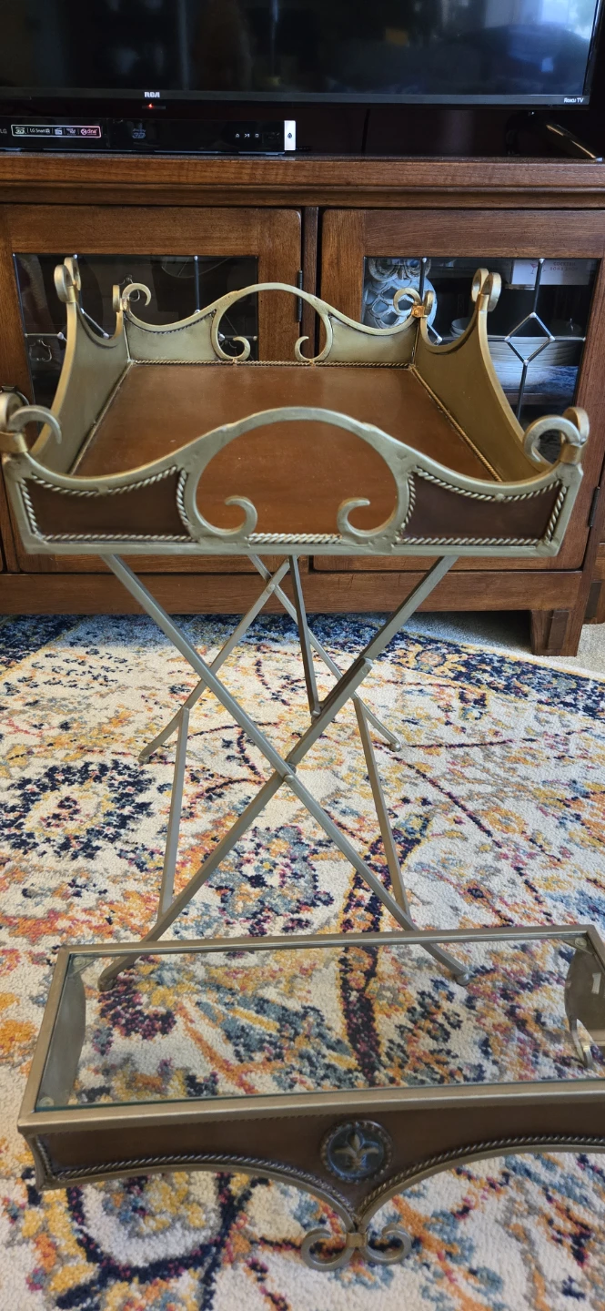 Folding Decorative Tray Table with Matching Shelf - photo 2
