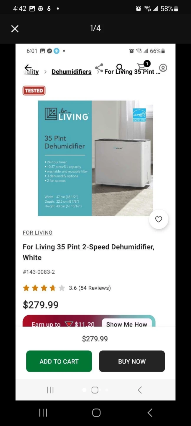 For Living 35 pint Dehumidifier
