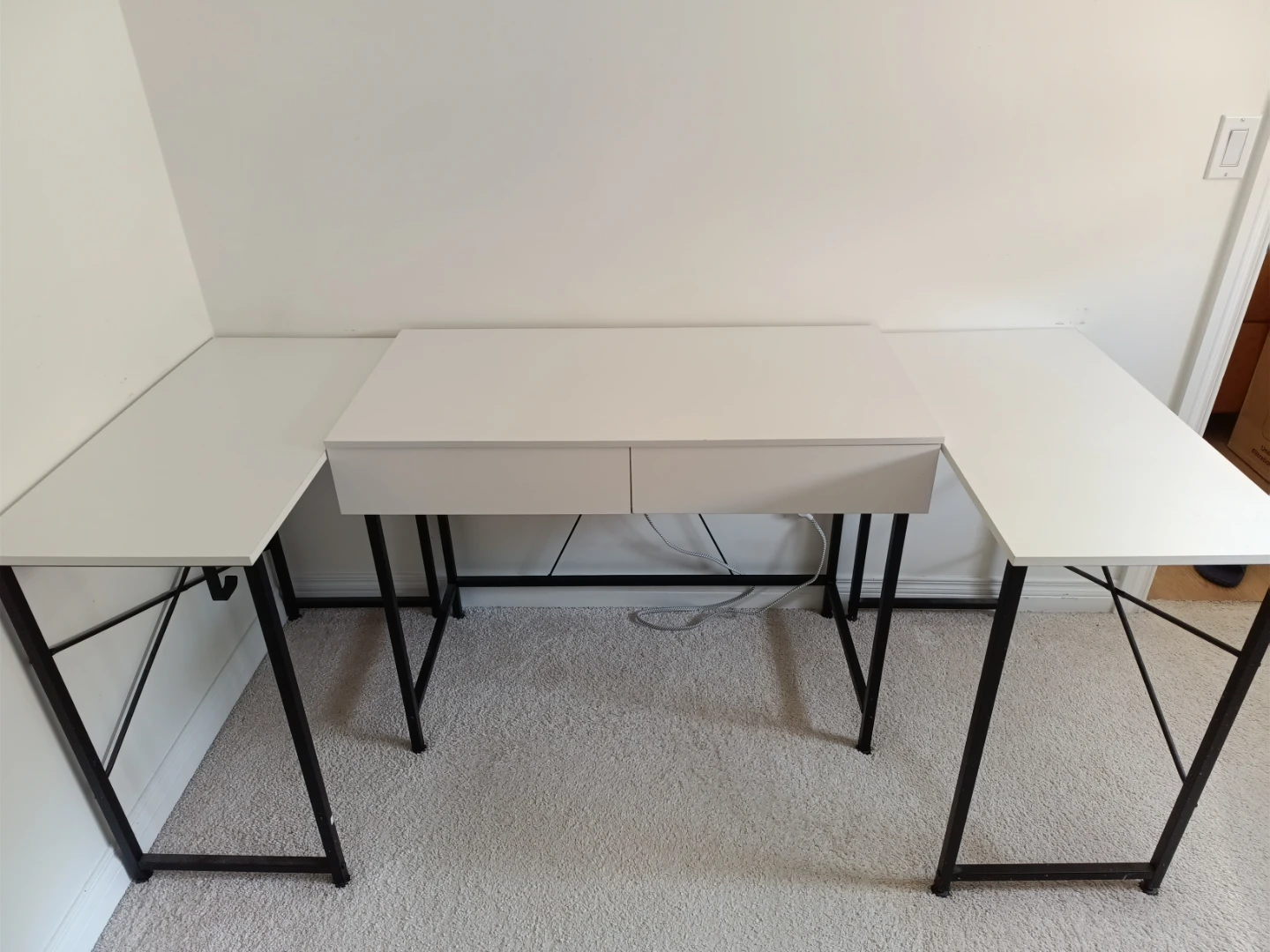 White L-Shaped Desk with Drawers