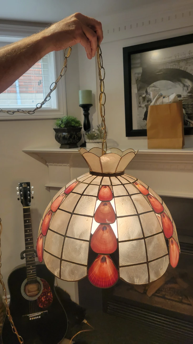 Just plug in!Vintage Capiz Shell Swag light. Coastal - photo 2