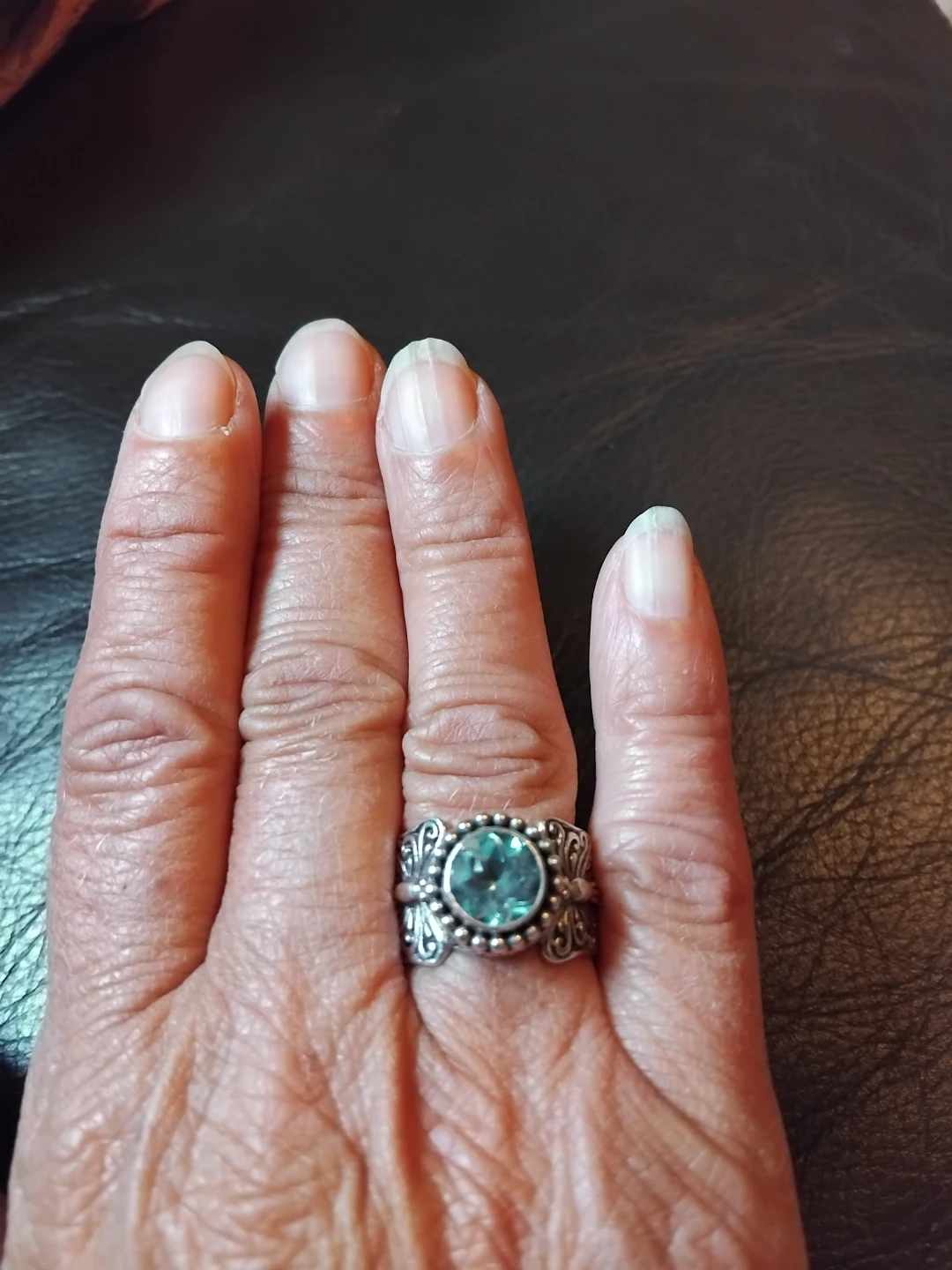 Blue topaz Gemstone silver Ring with Butterfly Detail - photo 4