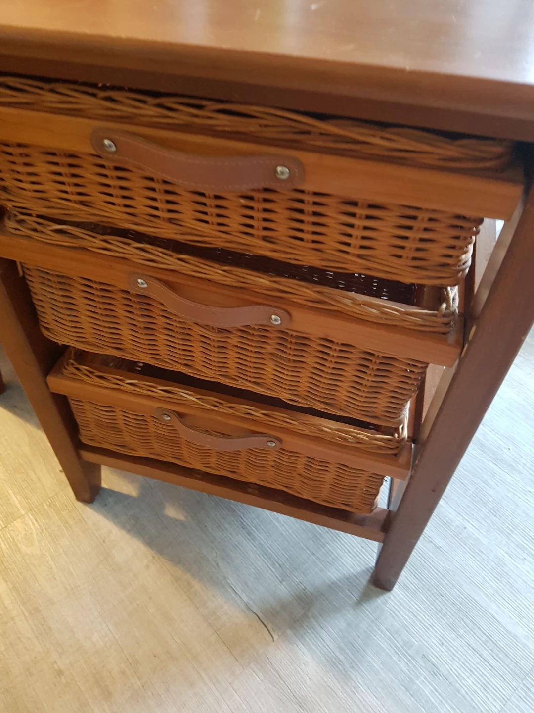 Wooden Side Table with Wicker Baskets - photo 2