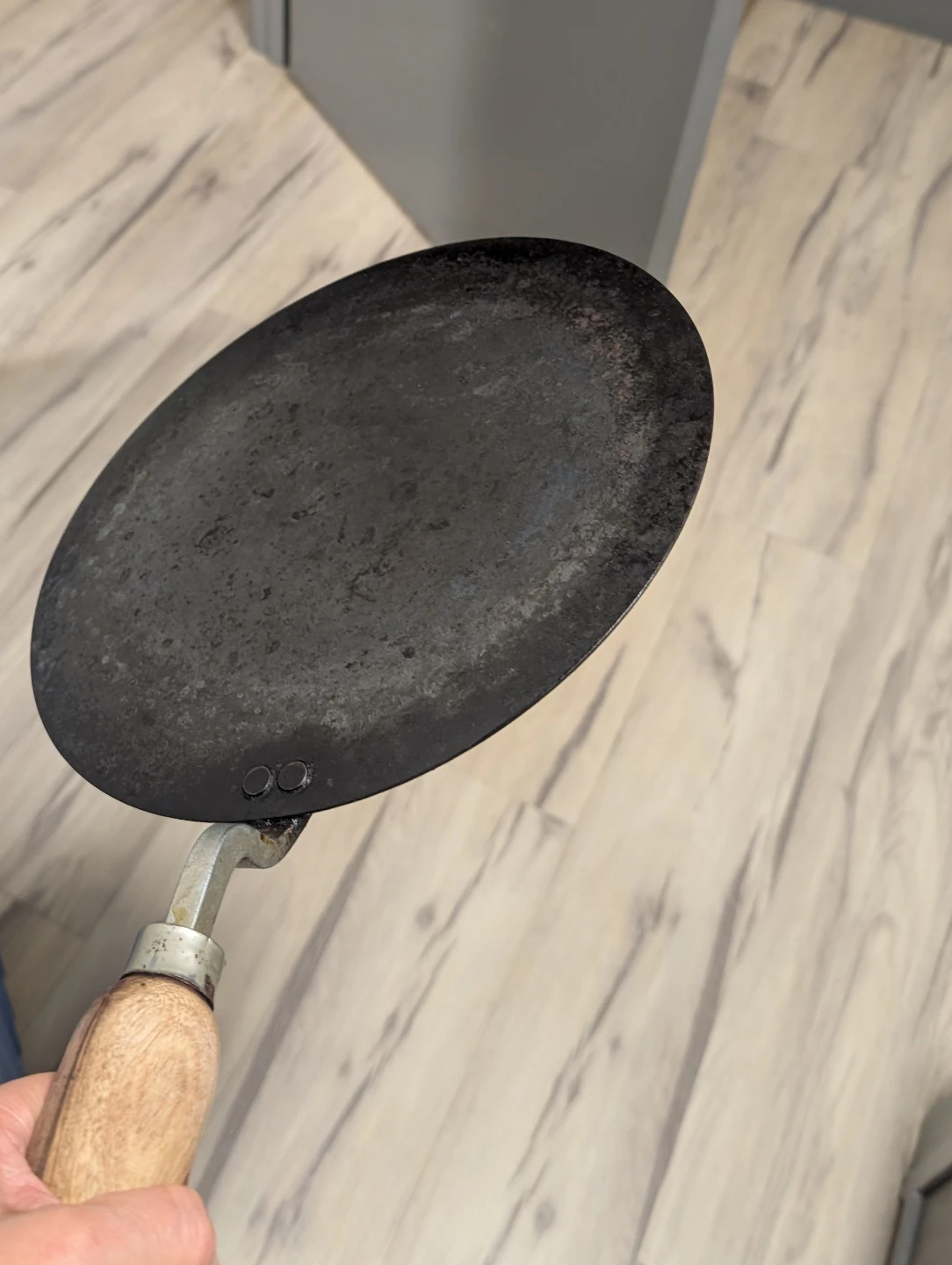 Flat Griddle Pan with Wooden Handle