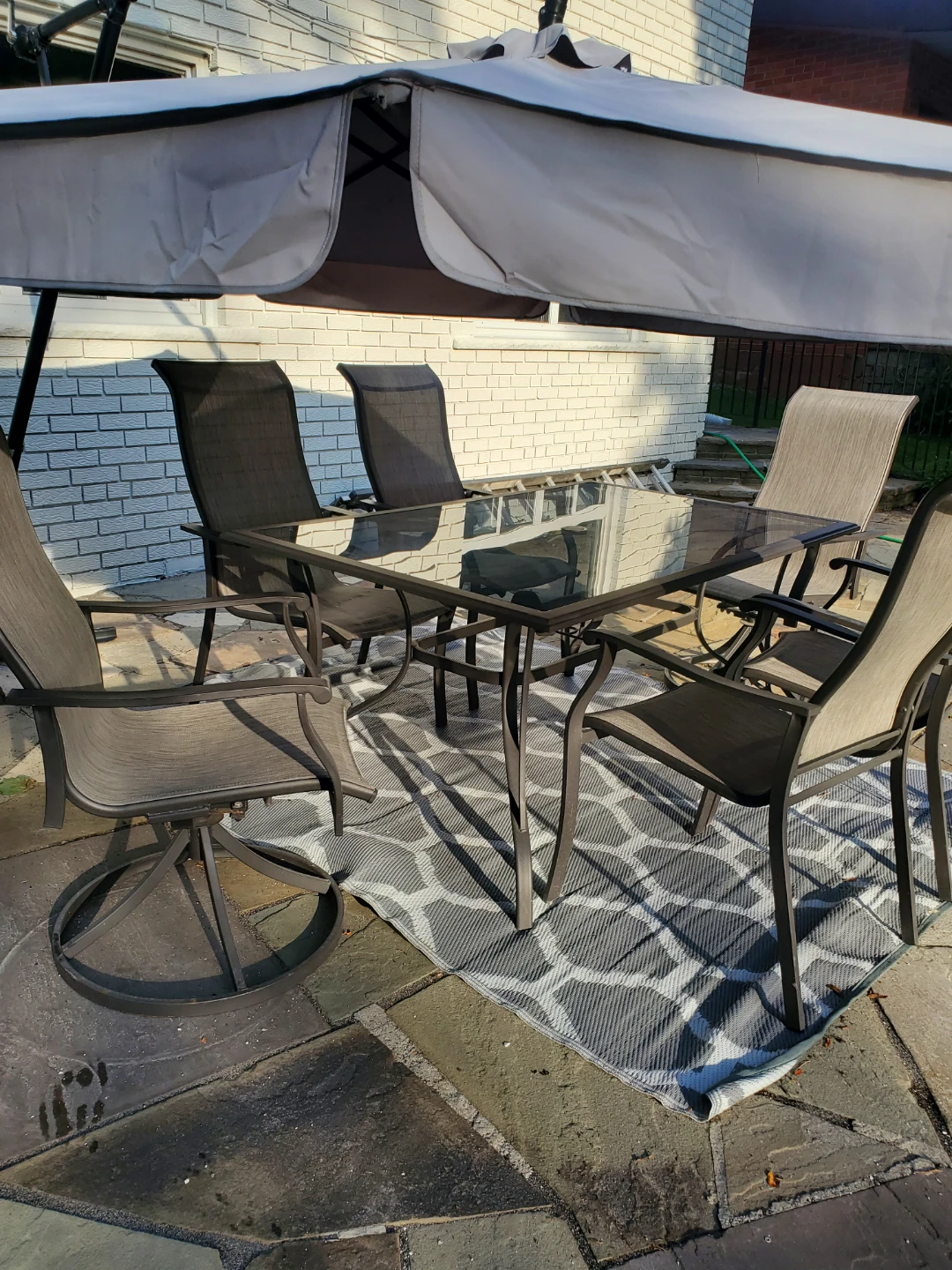Glass Top Patio Dining Set with 6 Chairs - photo 5