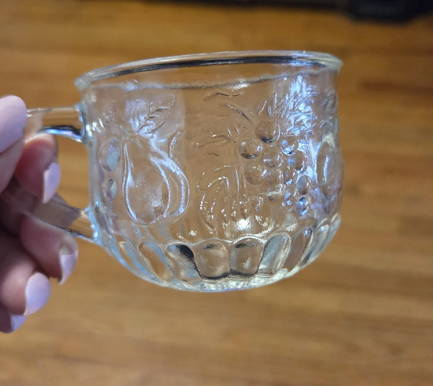 Set of 9 Clear Embossed Glass Cups