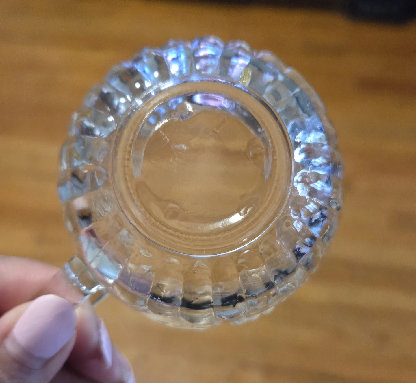 Set of 9 Clear Embossed Glass Cups - photo 3